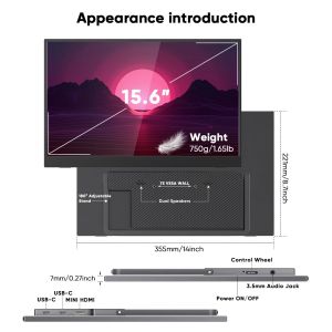 External Touch Screen For Laptop 15.6 Inch FHD 1080P IPS Eye Care Screen With