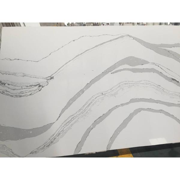 Buy cheap Shock Resistant Calacatta Classic Quartz / Prefab Caesarstone Calacatta Nuvo Slab from wholesalers