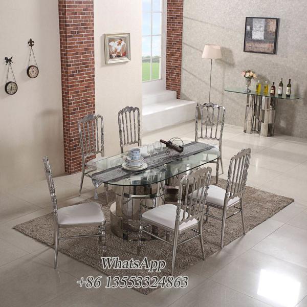 Grass Top Table and Leather Chairs Stainless Steel Event Chair From Chinese Furniture Factory (YS-12)