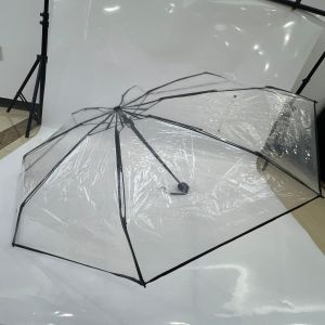 21 Inches 5 Folding Coverage Transparent Umbrella For Rain Manual Open Function