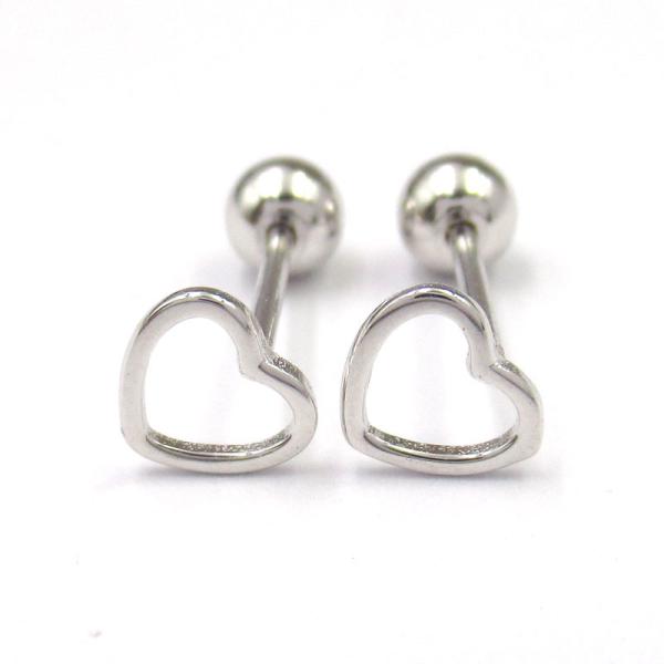 Quality Plating Rhodium 925 Sterling Silver Earrings Stud Heart Shaped for sale