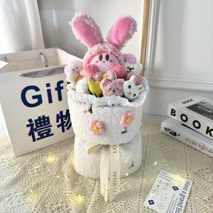 Creative Plush Flower Bouquet With Light , Simulation Bouquet Cute Stuffed