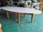 Buy cheap Oval MDF Wedding Banquet Tables Banquet Style Wedding Reception Tables Ss Gold Ball Legs from wholesalers