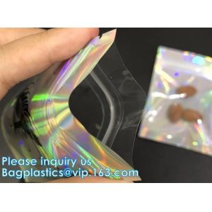Buy cheap Holographic Pouch With Hang Hole For Clothing packing / iridescent Mylar Pouch For Underwear Mylar Stand up Aluminum Foi from wholesalers