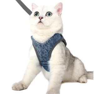Soft Reflective Adjustable Small Cat Harness And Lead For Walking Escape Proof