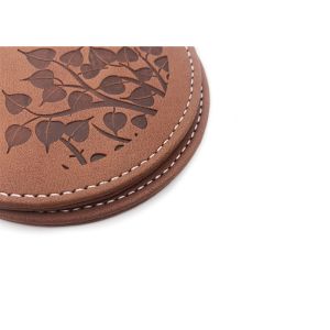 Buy cheap Debossed Logo Drink Coasters With Logo PU Leather Brown Pantone product