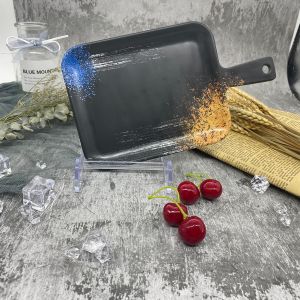 9.5 Inch Retangular black melamine plates With Unbreakable Handle