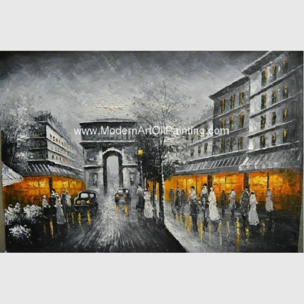 Quality Canvas Paris Cityscape Paintings , Oil Painting Modern Abstract Art Bars for sale