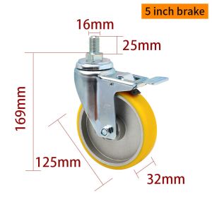Buy cheap EDL Medium Duty 5inch 150kg Yellow TPU Threaded Caster by Swivel and Brake type 505S-86A from wholesalers
