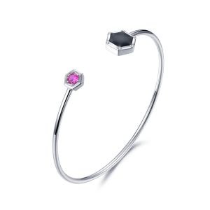 Buy cheap Geometry 925 Sterling Silver Bangles Bracelet Round Cubic Zirconia from wholesalers