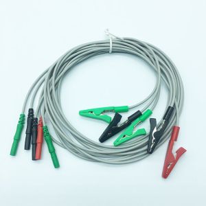 China Reusable DIN3 5 Lead Clip ECG Cable Green Black Red on sale