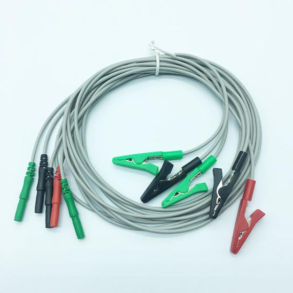 Quality Reusable DIN3 5 Lead Clip ECG Cable Green Black Red for sale