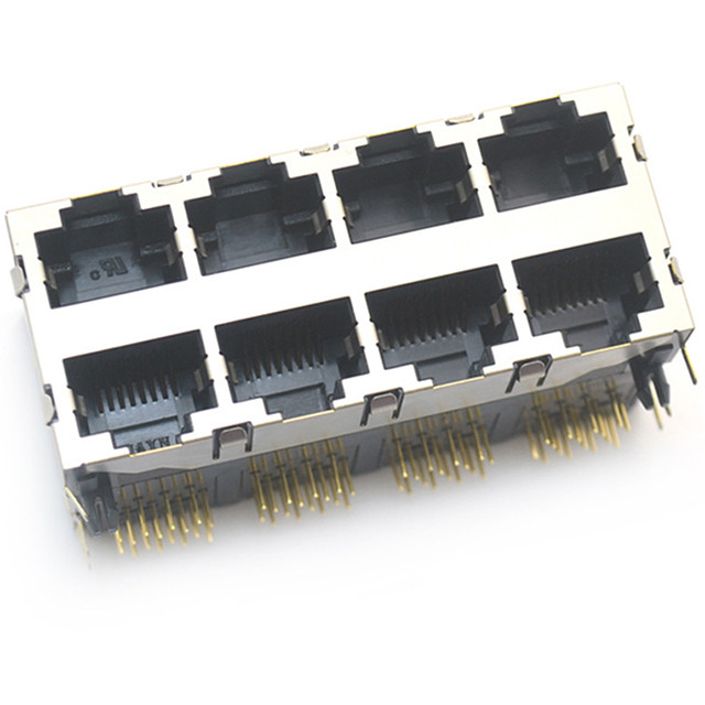 Buy cheap 8P8C 2*4 8 ports rj 45 gigabit ethernet connector jack modular1000BASE-T right angel through hole with shielded from wholesalers