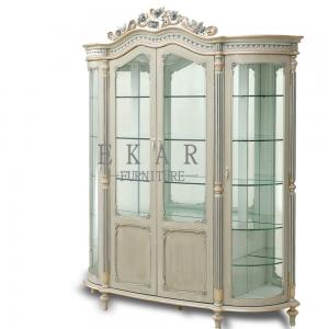 China Luxury Home Furniture Livingroom Glass Cabinet Single Door Handcarved Decorative Cabinet on sale
