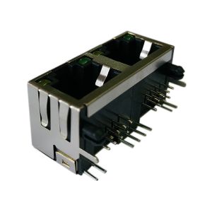 Buy cheap LPJE201AHNL 1x2 rj45 Jack Dual port, Side Entry 8P8C R/A Shield With LED from wholesalers