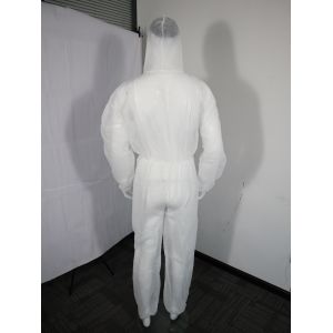 Buy cheap Disposable PP Coverall Single Layer Nonwoven Head to Ankle Coverage Basic Protection Front Zipper from Crotch with Elastic Hood from wholesalers