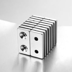 Buy cheap 10000 Gauss N52SH Strong Block Magnet with 2 Countersunk Holes Neodymium NdFeB Material from wholesalers