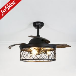 Customized Design 1stshine Ceiling Fan with Hidden Blades and LED Light in Black