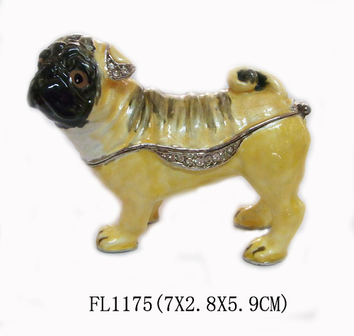 Buy cheap gold plated dog with crystal charm animail trinket boxes wholesale from wholesalers