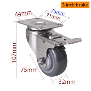 China EDL 3Inch Stainless Steel Medium Duty Caster With Durable  Wheel Loading 150Kg S543P-75 on sale