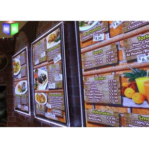 Advertisement Crystal LED Menu Board , Backlit Menu Board Light Box 24 x 36