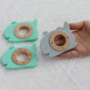 Multifunctional Silicone Baby Teether With Attachable Teething Wooden Ring