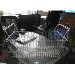Buy cheap 120mm  Galvanized Rectangular Wire Baskets With Handles Stainless Steel Polish Woven from wholesalers