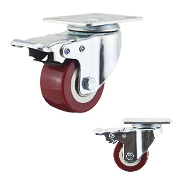 Quality 65kg Capacity Plate Total Lock Pu Light Duty Casters for sale