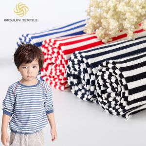 Skin Friendly 100 Cotton Striped Fabric , Sweatshirt 193cm Striped Lycra Fabric