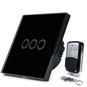 EU Standard White Crystal Glass Panel Touch Switch AC220V Wireless Remote