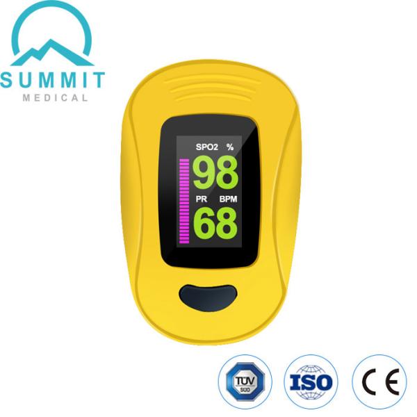 Quality Medical Grade Handheld Pulse Oximeter , CE Yellow Fingertip Pulse Oximeter for sale