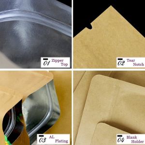 Buy cheap Flat Bottom Resealable Kraft brown paper bags with zipper foil lined for Food from wholesalers