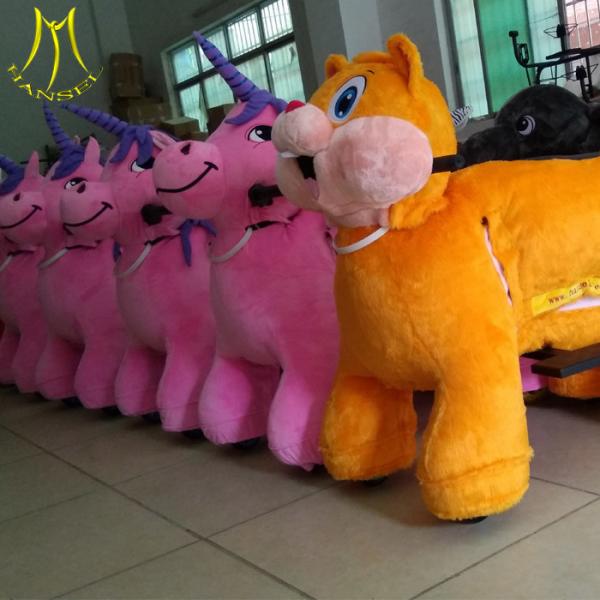 Quality Hansel  children amusement machine indoor plush rocking horse ride unicorn electric bike for rent for sale
