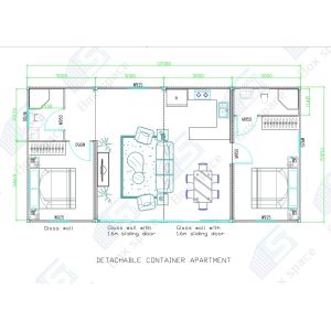 Buy cheap Boxspace 12x6m Container Home 72㎡ Modular House 2 Bedrooms And 2 Bathrooms Prefab Houses With Glass Walls For Back Yard from wholesalers