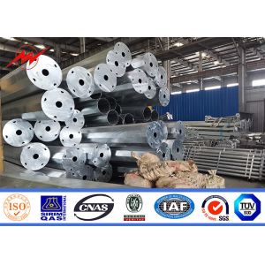 Polygonal 80ft 69kv Electricity Steel Utility Pole With Mast Galvanized