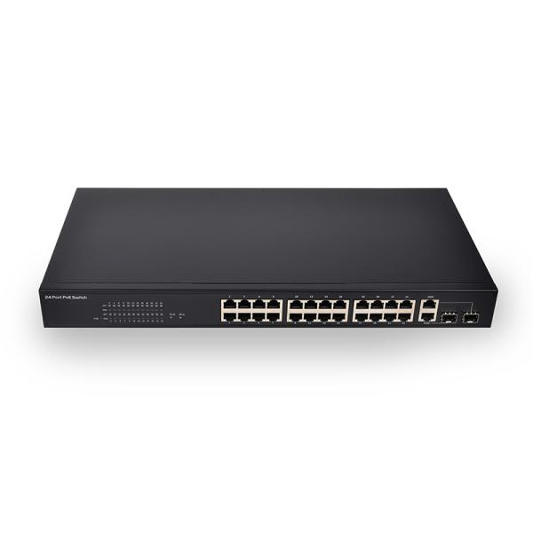 Buy cheap 28-port Gigabit switch IEEE 802.3af/a standard 370W power backplane bandwidth 52 Gbps uplink port POE switch from wholesalers