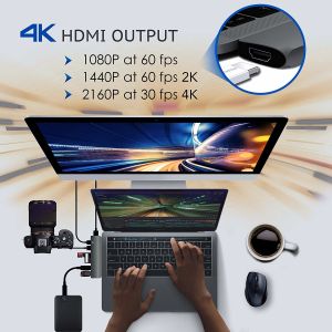 Buy cheap 2018 Aluminum Thunderbolt 3 USB-C Hub USB Driver 7 Ports Dual Type C Hub 4K Type C Docking for MacBook Pro 13''15