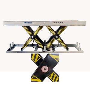 Buy cheap 2 Ton Large Platform 2.5mx0.82m Transverse Hydraulic Double Scissor Lift Table 1000mm from wholesalers
