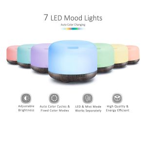 Ultrasonic Wood Grain Aromatherapy Diffuser Waterless Auto Shut Off Air