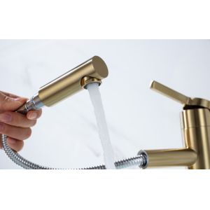 Buy cheap Bathroom Black Golden Retractable 35mm Pull Out Sink Faucet from wholesalers