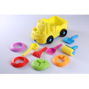 11 " Portable Trolley Cart Beach Sand Toys Set W / Big Storage Bucket 7 Pcs