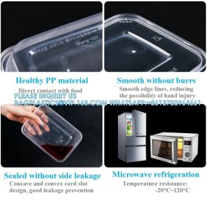500 Ml Disposable Lunch Box Rectangular Bento Transparent Plastic Tableware
