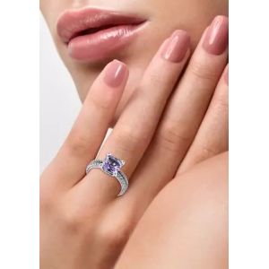 Buy cheap Amethyst and White Sapphire Cable Ring With 925 Sterling Silver from wholesalers