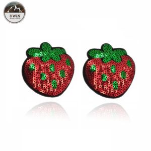 Buy cheap Small Strawberry Fruit Iron On Patches Sequined Material With Hoop Hook Backing from wholesalers