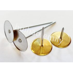 Buy cheap 38mm Galvanized Steel Duct Liner Cup Head Pins With Gold Paper from wholesalers