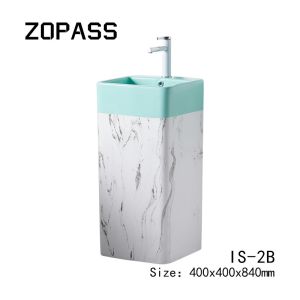 Buy cheap Self Cleaning Rectangular Ceramic Wash Basin Pedestal Bathroom Sink from wholesalers