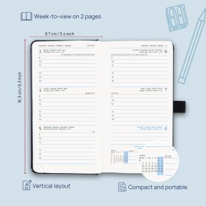 Buy cheap Light Green Hardback Mini Weekly Planner With Vertical Inner Pages from wholesalers