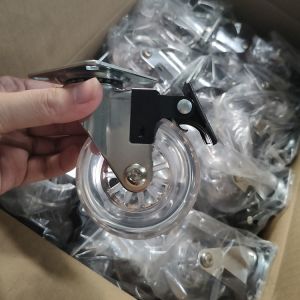 75mm Clear PU Furniture Casters Chrome Painted Soft Castors Swivel With Lock For