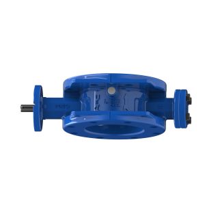 Blue Double Flanged Ductile Iron Double Eccentric Butterfly Valve