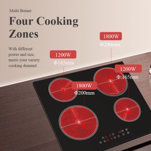 Temperature Control 3 Zone Built In Ceramic Hob Cooktop Frameless